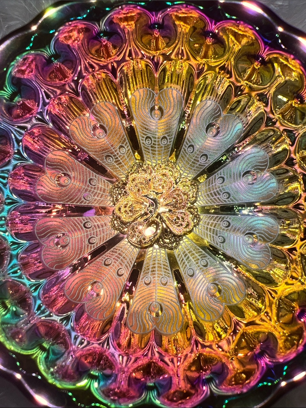Iridescent Rainbow Carnival Glass Trippy Decorative Black Light Bowl Tea Cup NEW - Picture 7 of 11